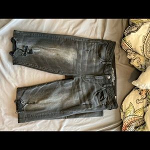 American eagle black ripped jeans size 12
